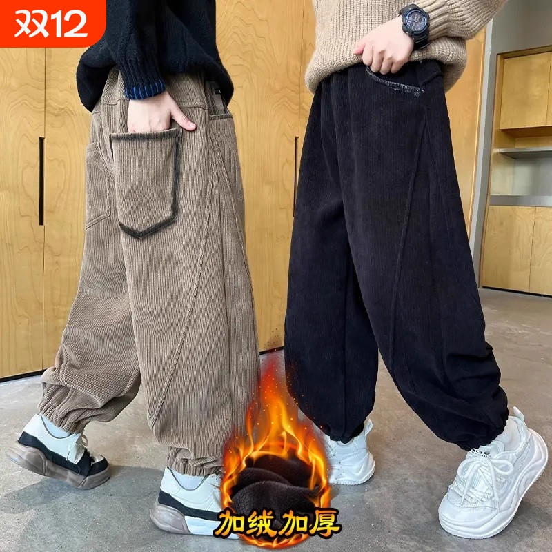 男童裤子秋冬款2025新款冬灯芯绒