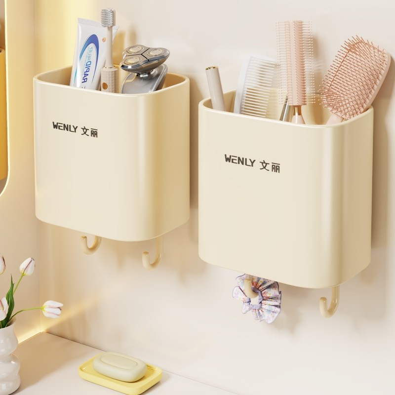 梳子置物架卫生间墙上免打孔壁挂式牙膏牙刷剃须刀多功能收纳神器