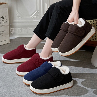 包跟保暖素面日常加绒防滑棉鞋