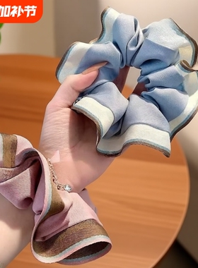 2026新款大肠发圈布艺发绳小清新发饰女款扎发头绳气质潮蓝色花边