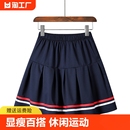 夏季 校服裙子中小学生幼儿园藏青色休闲运动校服裤 子二条杠短裙