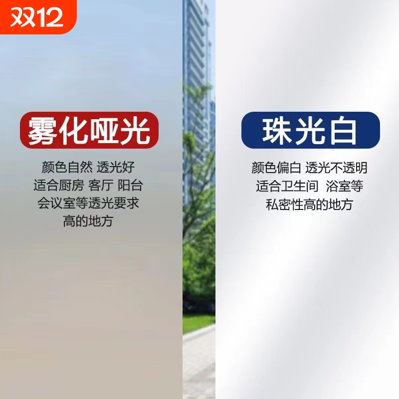 遮光防窥浴室透光不透明玻璃贴纸