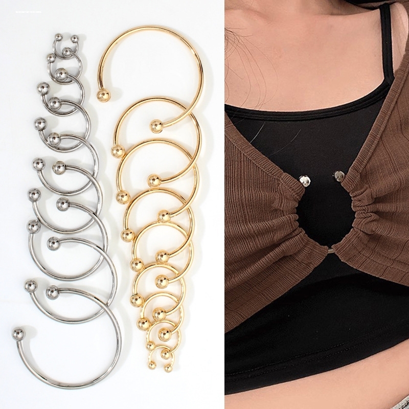 金属C型圆珠螺旋纽扣衣领配件女凉鞋扣U形连接固定扣子卡扣帽子