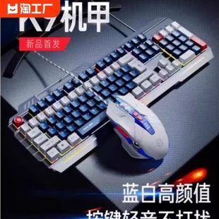 有线游戏拼色电竞办公低噪男生电脑专用 小米云机甲键盘鼠标套装