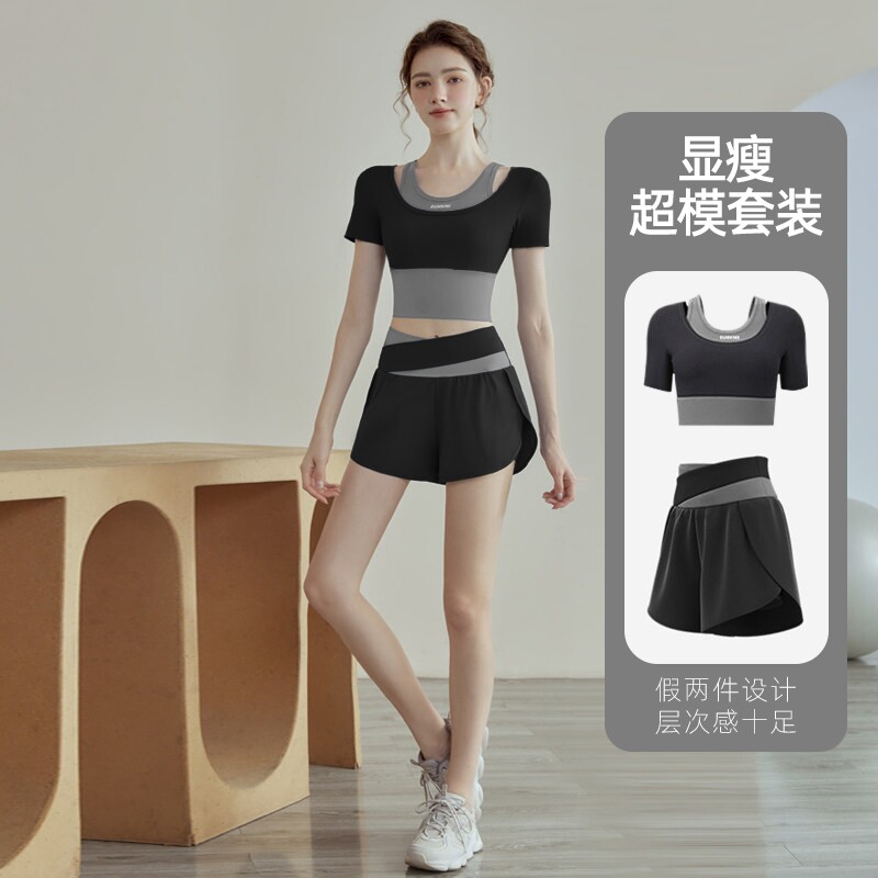 2026新款瑜伽服套装女显瘦遮肉健身衣带胸垫普拉提训练服夏季薄款图片
