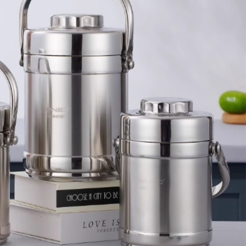 304不锈钢提锅家用汤桶多层保温桶大容量送饭保温饭盒长效双层