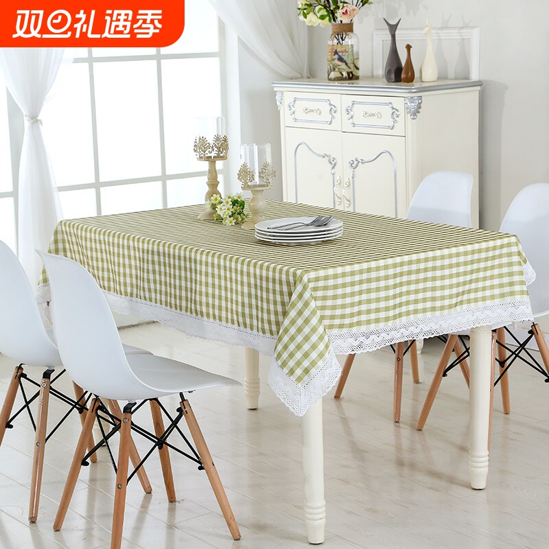 田园茶几防水桌布格子餐桌布棉麻布艺书桌台布长方形现代简约文艺