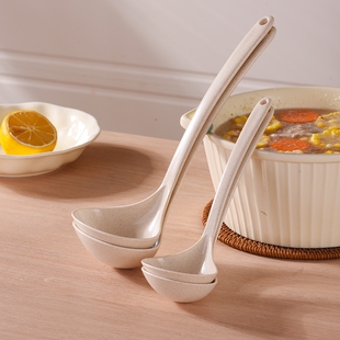 耐高温麦纤维长柄勺子汤勺家用大号盛汤盛粥稀饭的厨房日式小汤匙