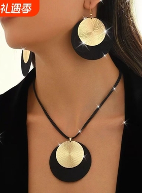 欧美夏日锁骨套装高级三件套项链首饰时尚女友个性耳环新款