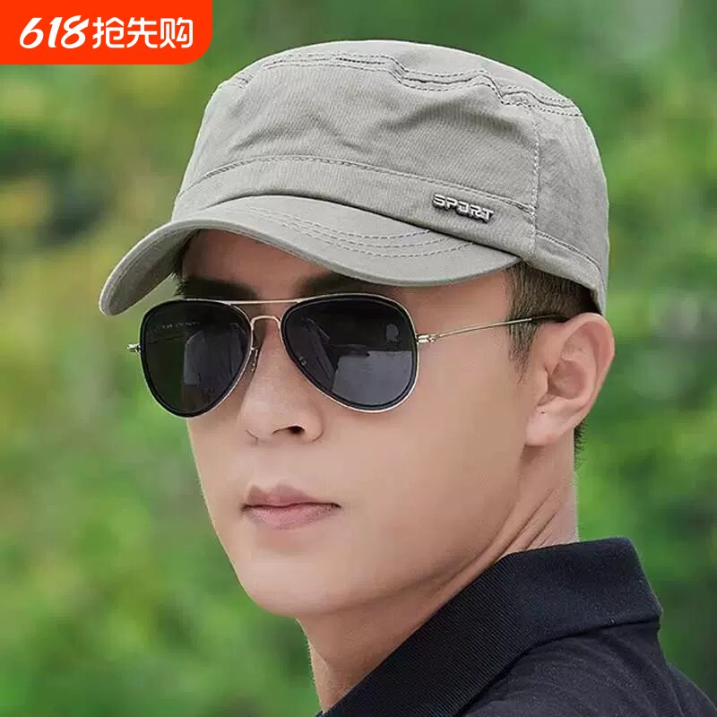 帽子男士春秋短檐平顶鸭舌帽休闲百搭夏季太阳防晒四季新款棒球帽
