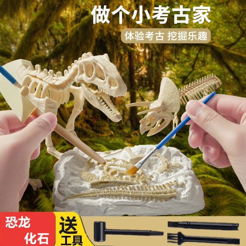 儿童考古恐龙化石玩具挖掘小学二年级霸王龙骨架组装儿童礼物礼品										