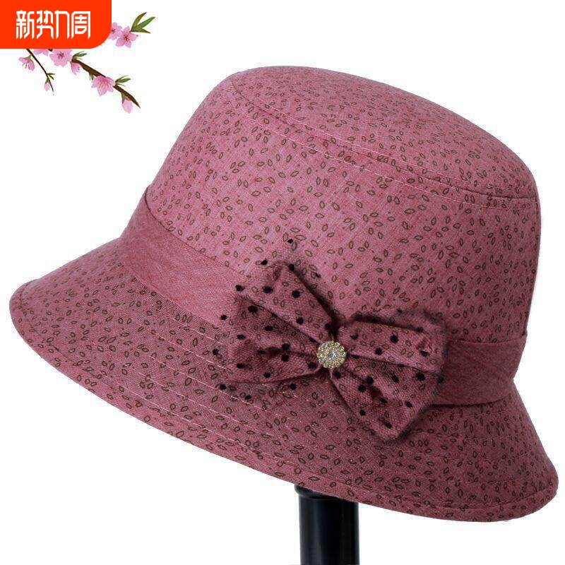 中老年人女春夏妈妈休闲盆帽适合老人戴的帽子新款奶奶防晒渔夫帽