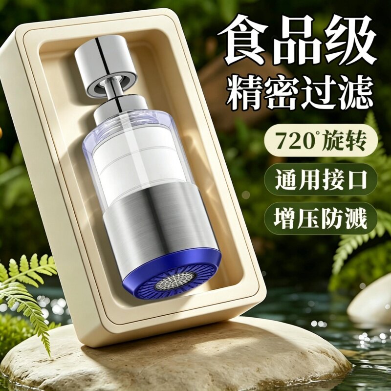 厨房水龙头过滤器净水器通用洗菜盆可旋转过滤网嘴防溅万向增压