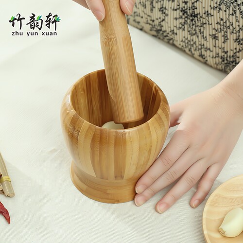 捣蒜罐器蒜泥器压蒜器手动家用楠竹捣碎器大姜磨蓉药盅研磨蒜舀子