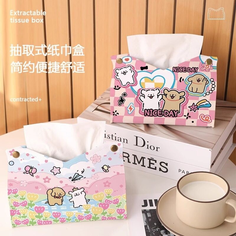 ins线条小狗创意纸抽盒客厅纸巾盒餐纸收纳套家用卧室桌面抽纸盒