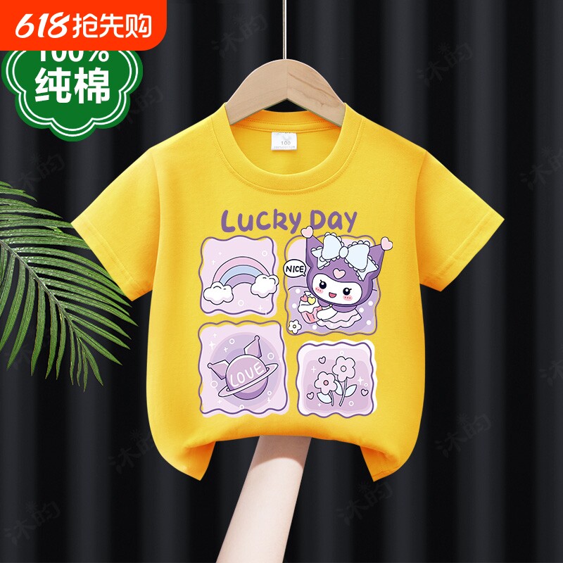 女童短袖t恤2026新款夏季薄款纯棉小女孩美乐蒂动漫卡通宝宝上衣