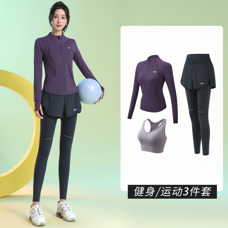 冬季开衫跑步服女普瑜伽服套装专业羽毛球网球健身服篮球速干爬山