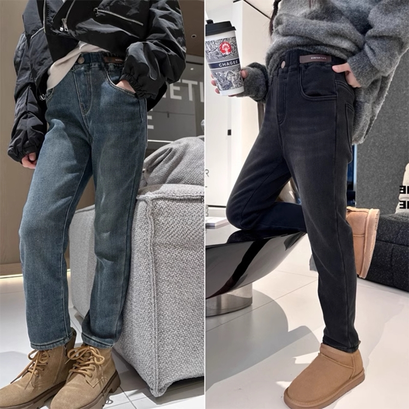 女童春秋冬款时髦修身百搭牛仔裤