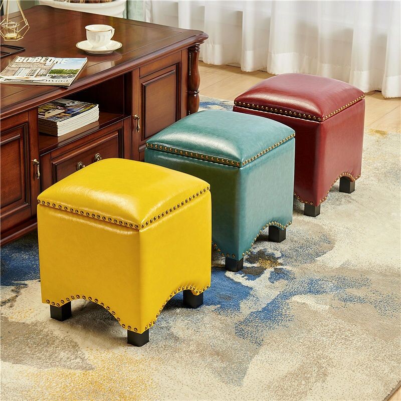 a浪朵时尚创意收纳凳美式沙发坐墩懒人矮凳客厅家用换鞋凳储物凳