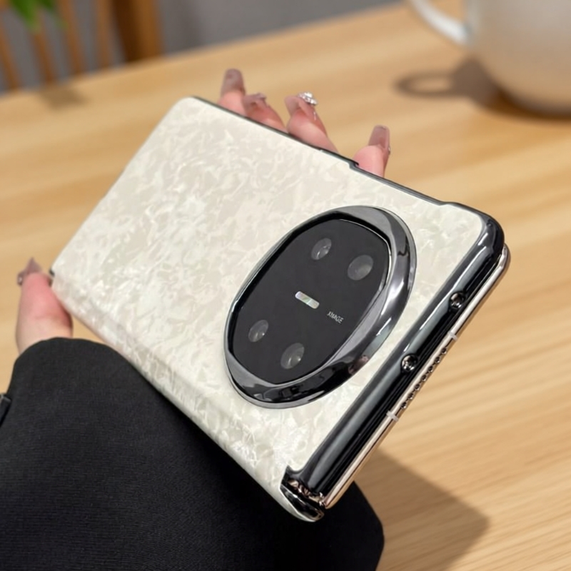 适用vivoXFold5手机壳荣耀MagicV5中轴华为mateX6折叠屏X3新X5复古贝壳纹皮质全包套高级感防摔男女外