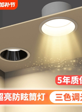 超亮全光谱led筒灯嵌入式75mm家用深杯防眩孔灯天花吊顶无主灯