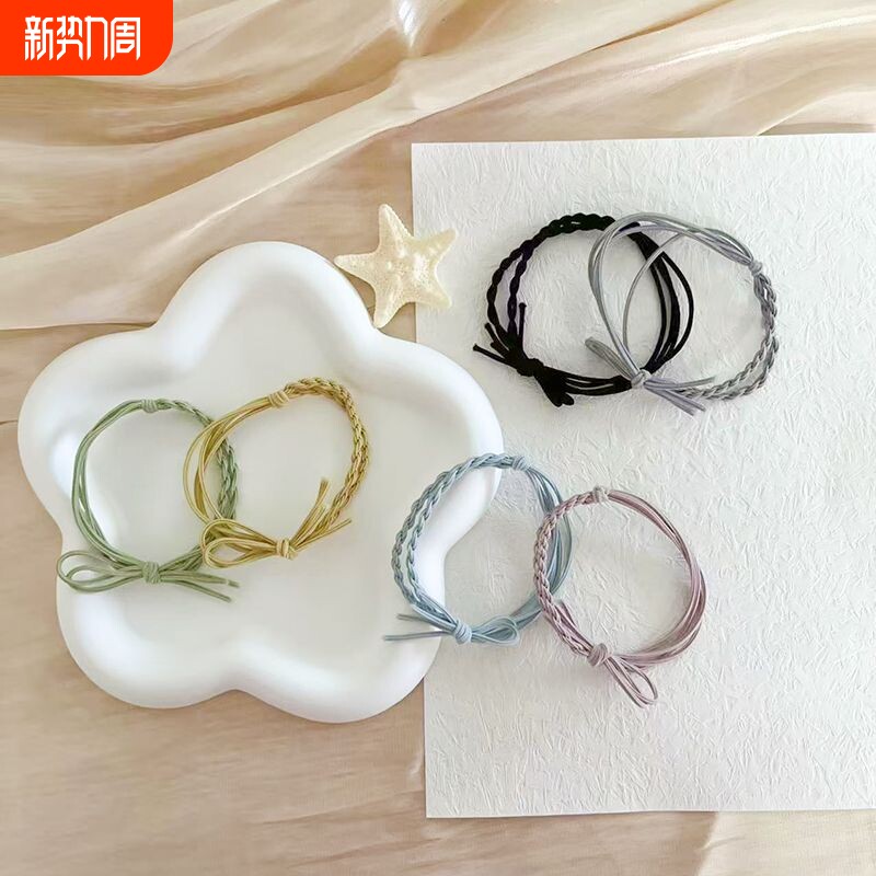 韩版头绳女手工编织辫子发圈甜美简约小皮筋高弹力百搭发绳扎头发