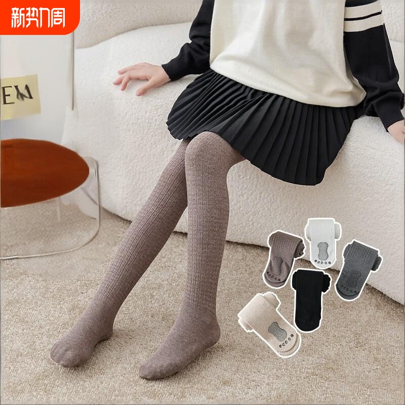 女童灰色打底裤外穿春秋新款宝宝儿童连裤袜薄款连体袜加大白