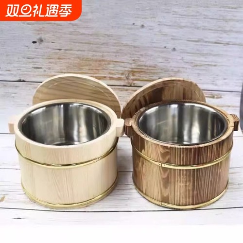 木桶饭木桶餐厅保温装饭盖浇饭盒小饭桶寿司盛饭带盖商用餐具蒸饭