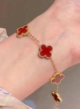 高级感精致四叶草钛钢手链女钛钢链小众轻奢手链不掉色大气送闺蜜