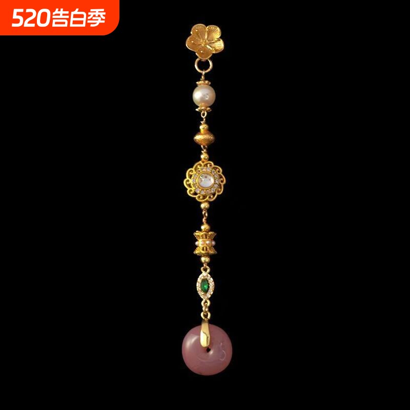 「繁花似锦」花朵压襟挂件新中式平安扣流苏胸针旗袍汉服配饰