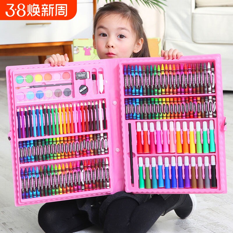 水彩笔套装彩色笔儿童画画工具绘画幼儿园画笔油画棒彩色笔画画礼盒画笔套组蜡笔美术用品
