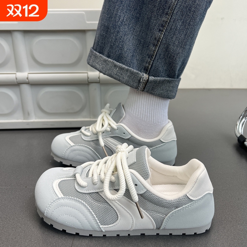 品牌断码2025夏季新款小众复古德训鞋女圆头休闲百搭透气薄款运动