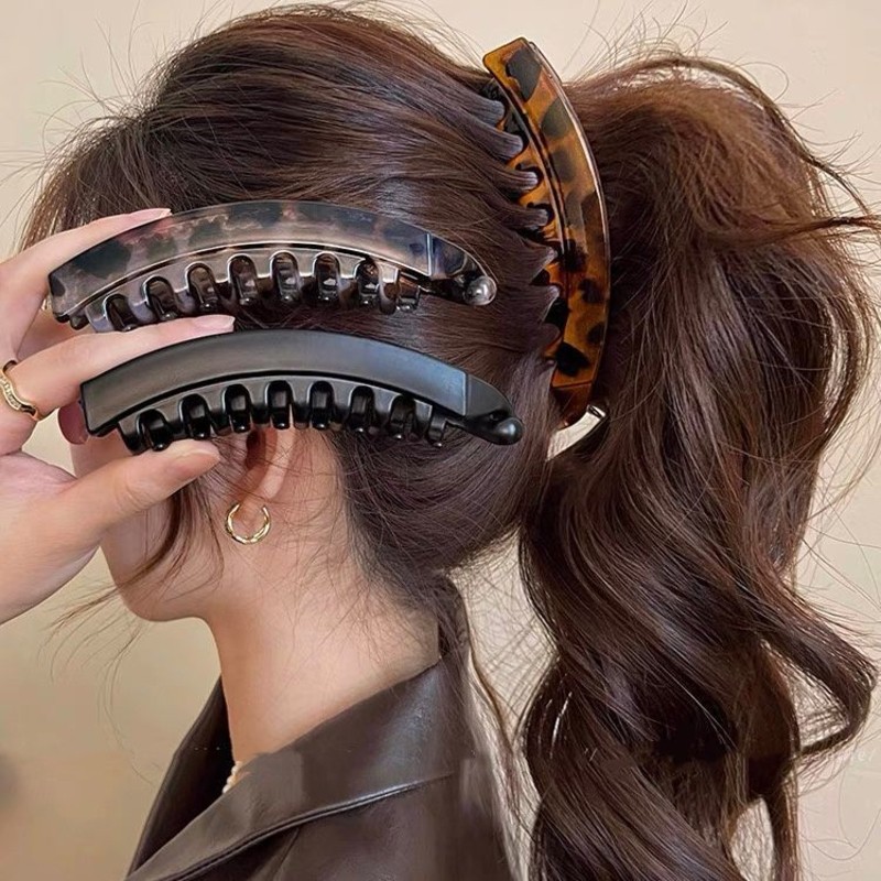 豹纹香蕉夹发夹女2025新款高级感气质扭扭夹竖夹后脑勺高马尾抓夹