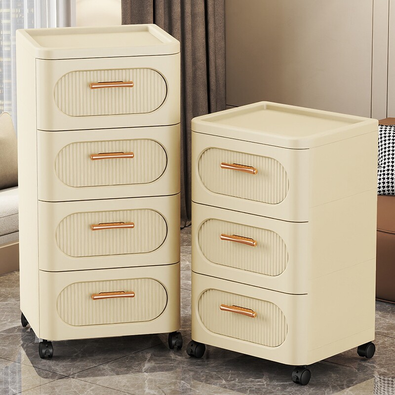 抽屉式收纳柜桌下多层储物柜客厅置物柜夹缝卧室床头柜厨房移动