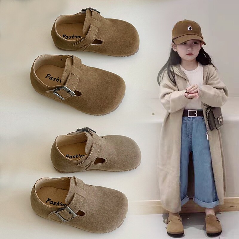 女童勃肯鞋2025春秋新款软底中小童宝宝加绒小皮鞋男童单鞋豆豆鞋