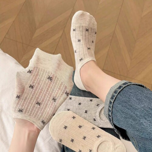 蝴蝶结袜子女款夏季薄款短袜
