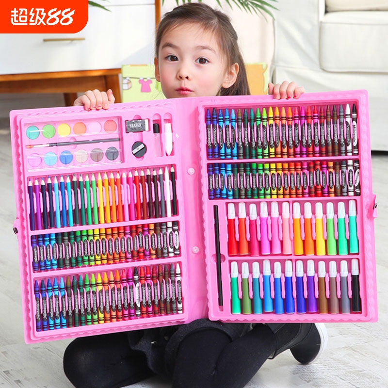 水彩笔套装彩色笔儿童画画工具绘画幼儿园画笔油画棒彩色笔画画礼盒画笔套组蜡笔美术用品