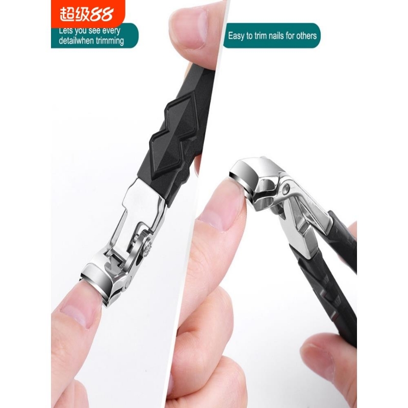 新式弯头指甲刀不锈钢长手柄指甲剪大开口握式修指甲钳修甲钳套装