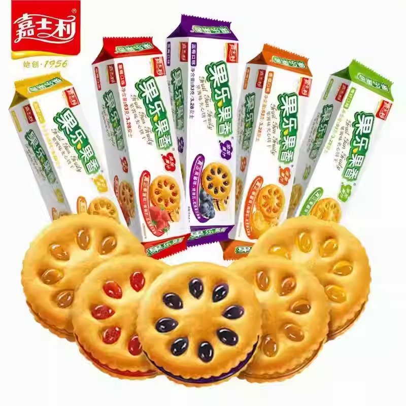 嘉士利果乐果香果酱夹心饼干93g袋蓝莓凤梨草莓零食