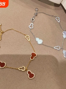 巨好看的红色玛瑙葫芦手链女款2025新款轻奢小众精致高颜值学生党