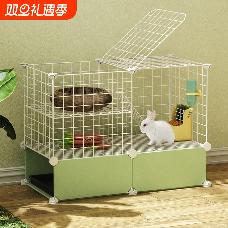 兔笼子家用室内大号双层兔窝宠物笼带厕所加密兔笼防喷溅多层别墅