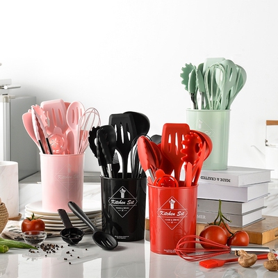 全包硅胶厨具10件套烹饪铲勺厨房工具十件套Cooking Utensil Sets