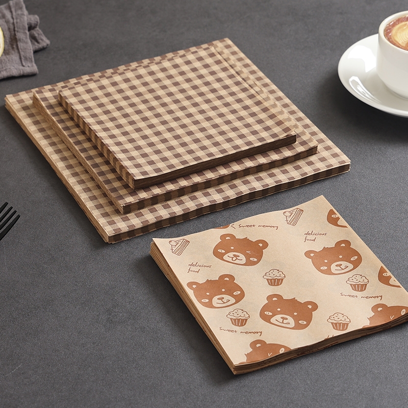 三明治包装纸食品级汉堡防油纸美式吸油纸隔油纸烘焙油炸餐盘垫纸