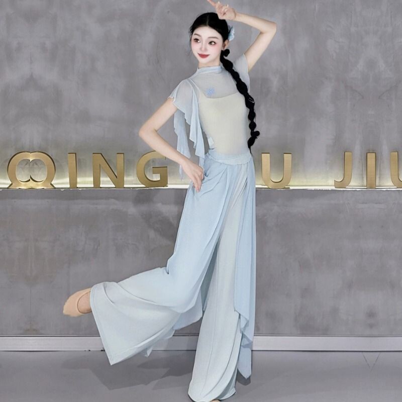古典现代舞蹈服飘逸演出练功服装图片