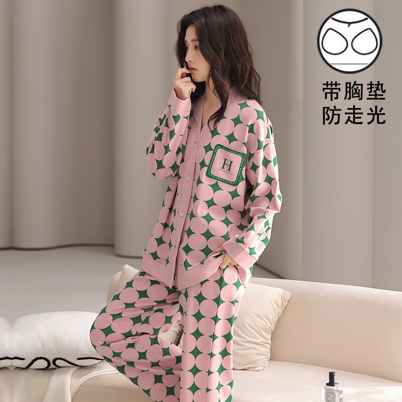睡衣女士冬季休闲宽松长袖长裤爆款简约高级感条纹开衫家居服套装