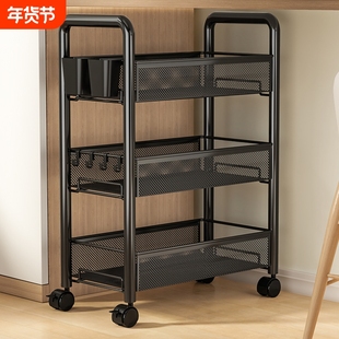 桌下置物架带轮可移动小推车学习桌边多层放置架小书柜零食收纳