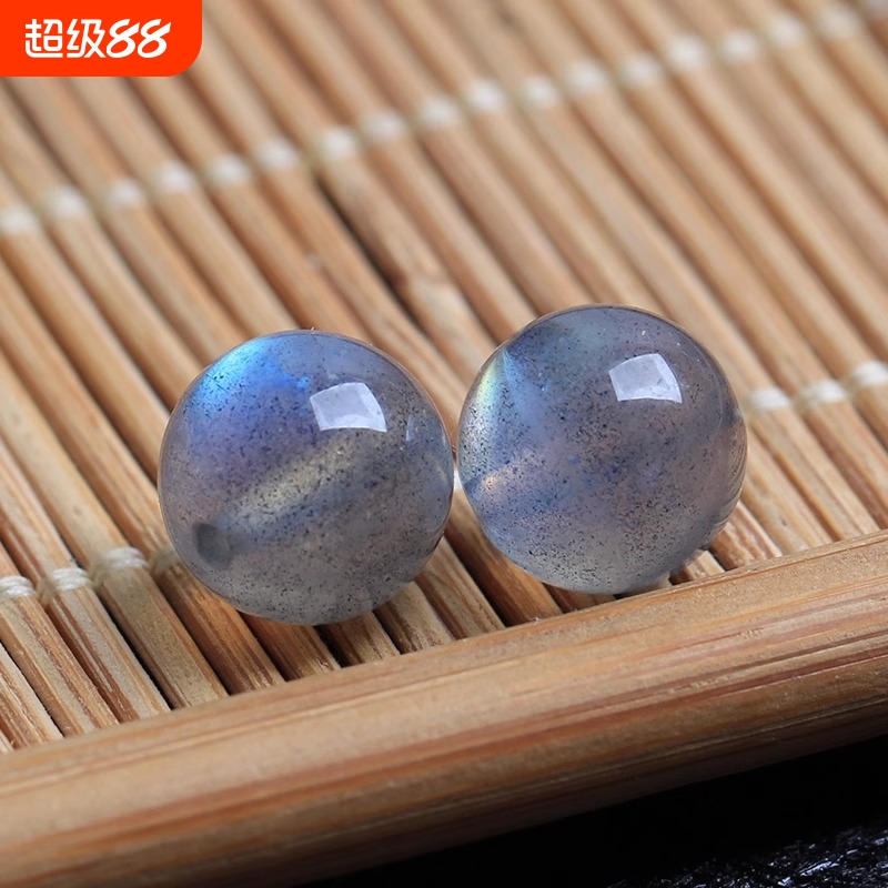 天然月光石散珠串珠冰种蓝光石圆珠水晶手串手链diy饰品单颗