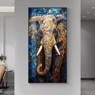 吉祥如意玄关装饰画发光北欧入户正对门壁画高档大气走廊过道挂画