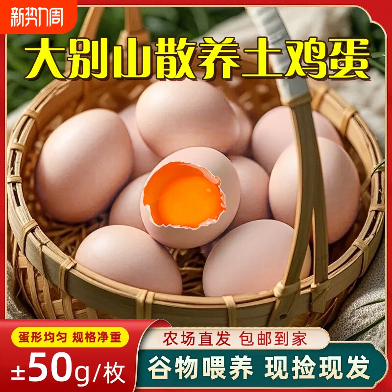 新鲜鸡蛋真正的土鸡蛋正宗农家散养30枚湖北大别山林下虫草谷物蛋