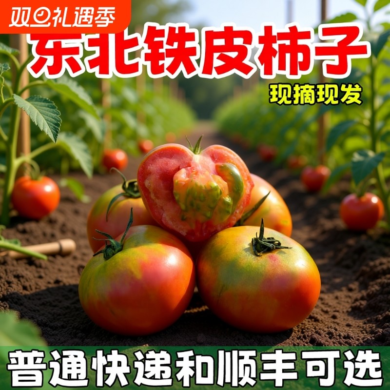 东北丹东自然熟铁皮草莓柿子沙瓤碱地生吃水果番茄新鲜蔬菜现摘